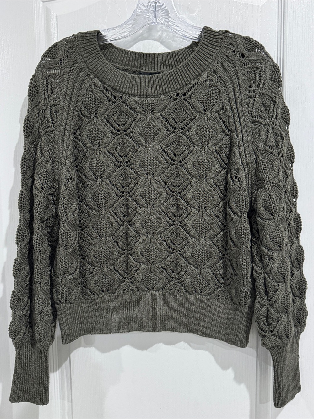 NWT - Express Olive Green Cable Knit Crewneck Sweater - size M